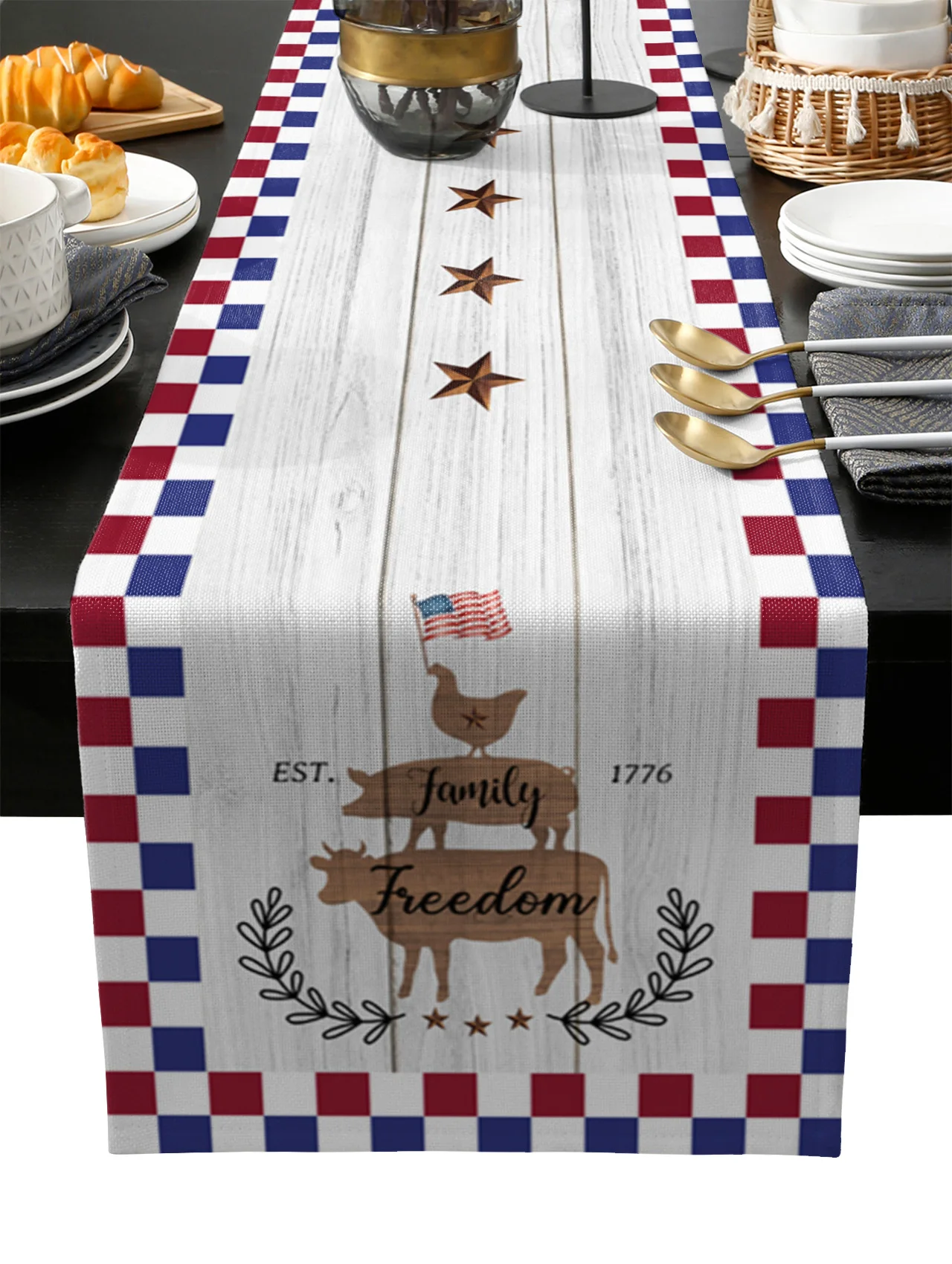 

Independence Day Pastoral Farm Style Table Runner Wedding Festival Table Decoration Home Decor Kitchen Table Runners Placemats