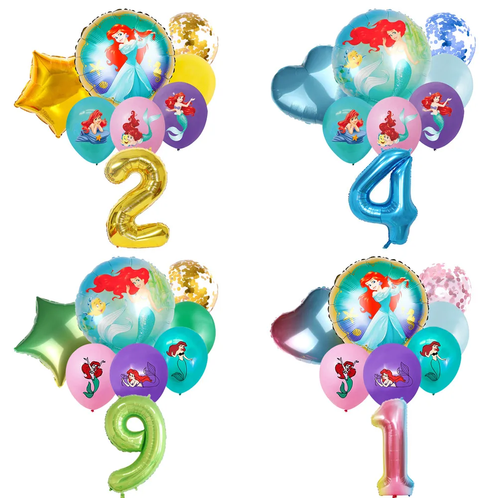 

Disney The Little Mermaid Princess Theme Birthday Party Decoration Latex Digital Round Balloon Set Baby Shower Girl Kid Gift