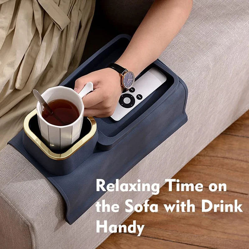 

Couch Tray Silicone Anti-Spill and Anti-Slip Recliner Table Tray Remote Snacks Cellphone Earbuds Sofa Arm Cup Holder Home Gift