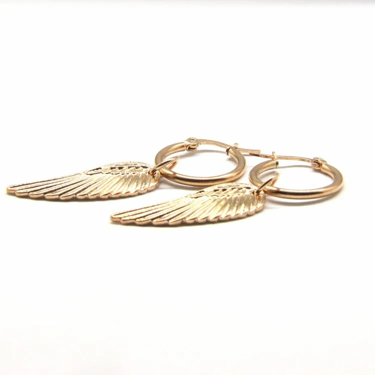 Золотые серьги-кольца из нержавеющей стали с ангелом подвеской серебро 2022 пробы