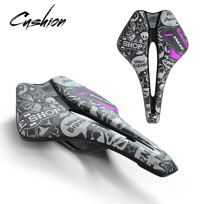 ENLEE Bike Saddle MTB Mountain Road Bike Seat Hollow Breathable Cycling Cushion Comfortable Shockproof Bicycle Saddle Trend
