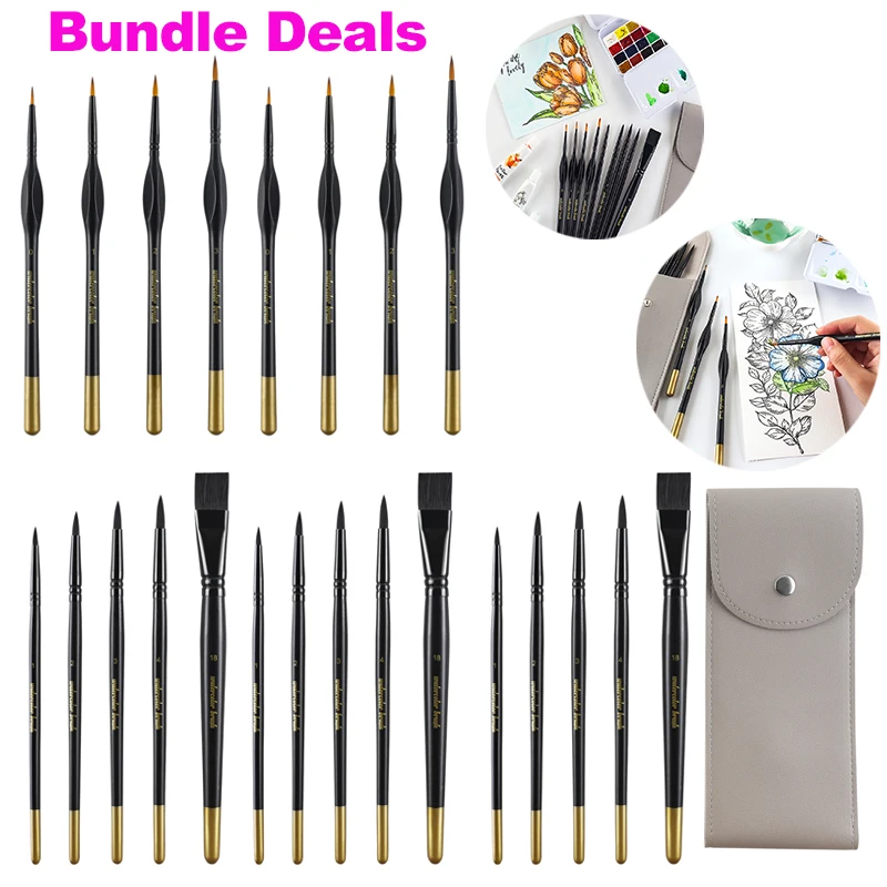 

Кисть плоская/круглая для рисования акварелью, 12-54 шт.