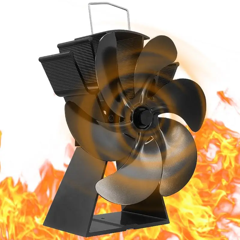 

Black 6 Blades Heat Powered Stove Fan Thermodynamic Fireplace Fan With Non Electric Wood Fans For Pellet Wood Log Quiet Circulat