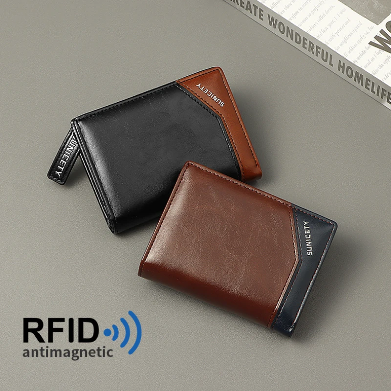 

Men Wallet Leather Business Foldable Wallet Luxury Billfold Slim Hipster Credit Card Holders Inserts Coin Purses Vintage Wallets
