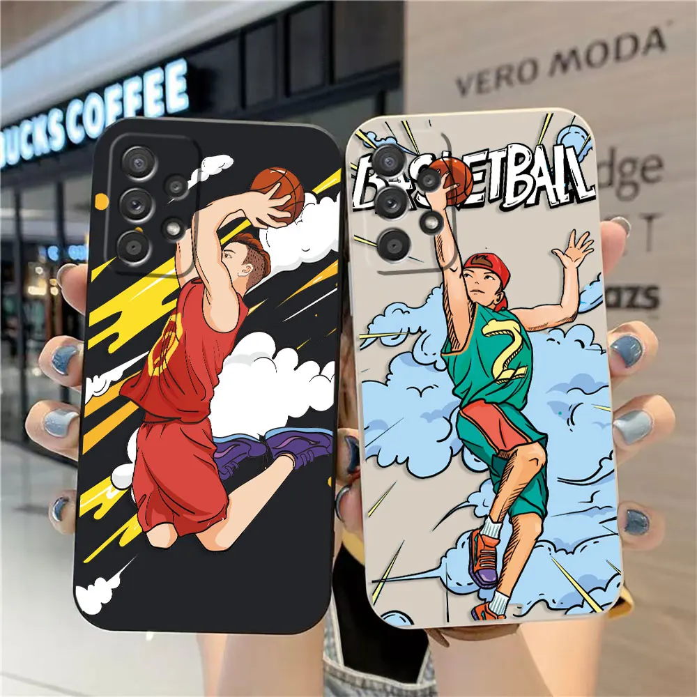 

Case For Samsung Galaxy A91 A14 A73 A72 A71 A53 A52 A51 A42 A33 A32 A22 A21S A13 A715F A52S A22S 4G 5G Case Basketball Cartoon