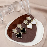 luxury fashion new 2022 heart shaped flower earrings jewelry inlaid zircon tassel earrings for women girl jewelry
