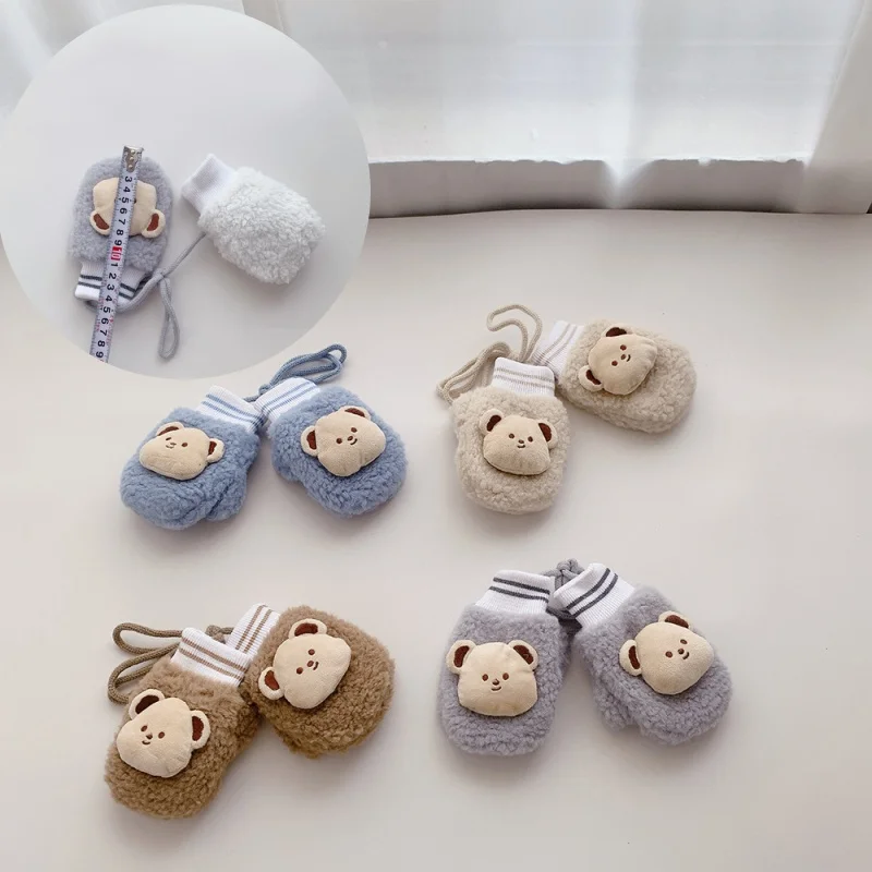 

1 Pair Autumn Winter Warm Toddler Glove for Boy Girl Korean Fashion Doll Bear Glove for Newborn Lovely Baby Glove for 0-3 Year