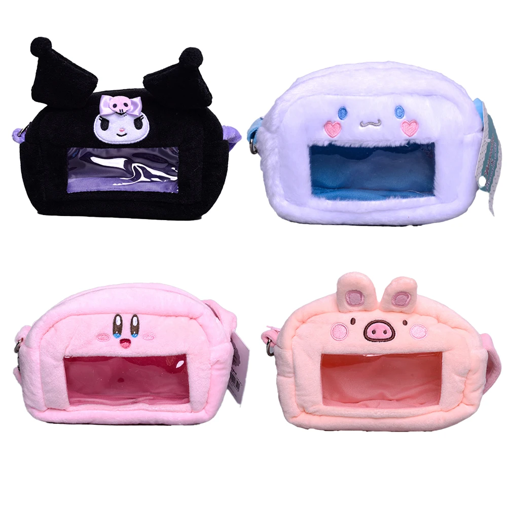 

Мультяшная плюшевая ручная сумка Kawali Kuromi Cinnamoroll Kirby Pig, кошелек для монет, чехол для ключей, сумка для хранения для девочек, детский подарок на...