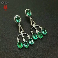 meibapjnatural columbia emerald green gemstone drop earrings real 925 silver fashion earrings fine charm jewelry for women