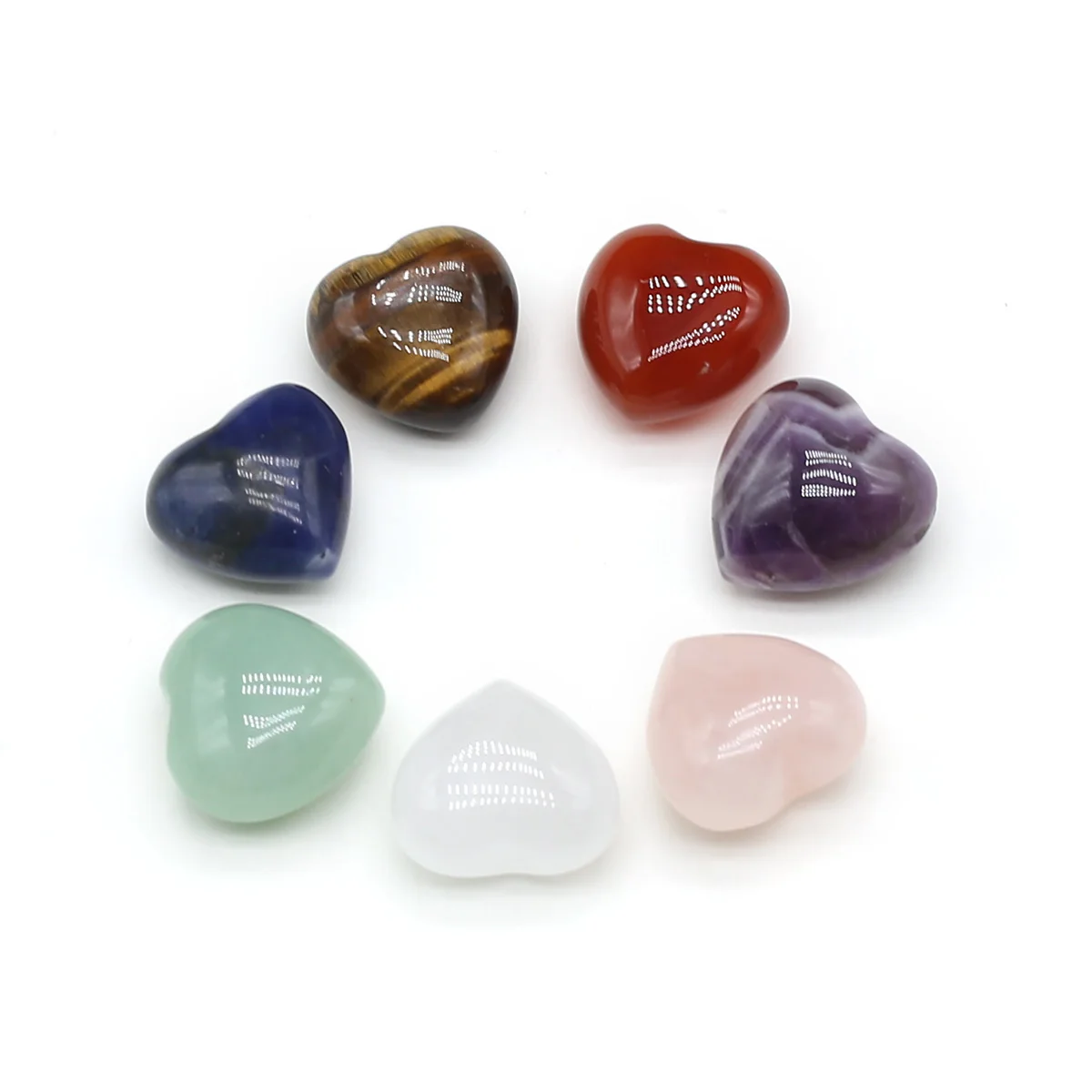 

7pcs/lot Natural Stone Chakra Crystal Jewelry Ornament Big Hole Beads Pendant Heart Healing Quartz Feng Shui Home Decor Gifts