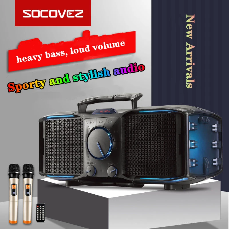 

Newman C1 audio home bluetooth subwoofer K song speaker set high volume outdoor square portable player colorful flash