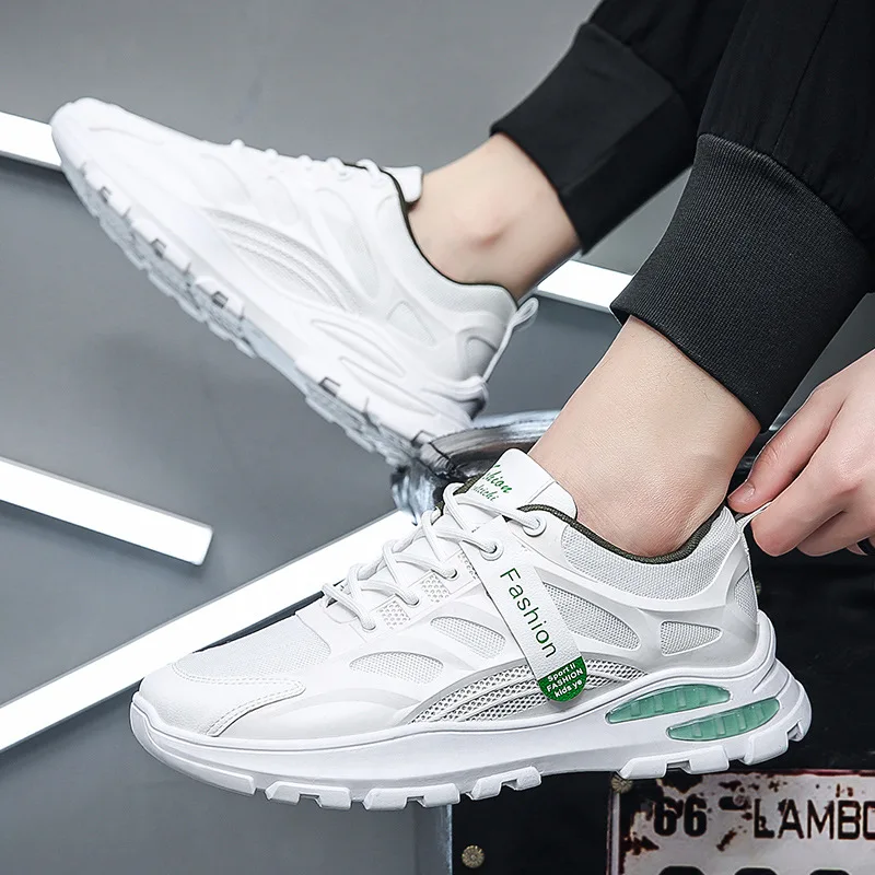 

Кроссовки мужские сетчатые на шнуровке, дышащие, Вулканизированная подошва, повседневная спортивная обувь, корейский стиль, 2022