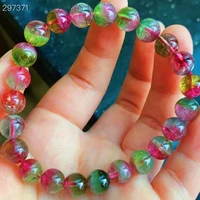 natural colorful tourmaline clear round beads bracelet bangle candy brazil watermelon red green tourmaline women men aaaaaaa