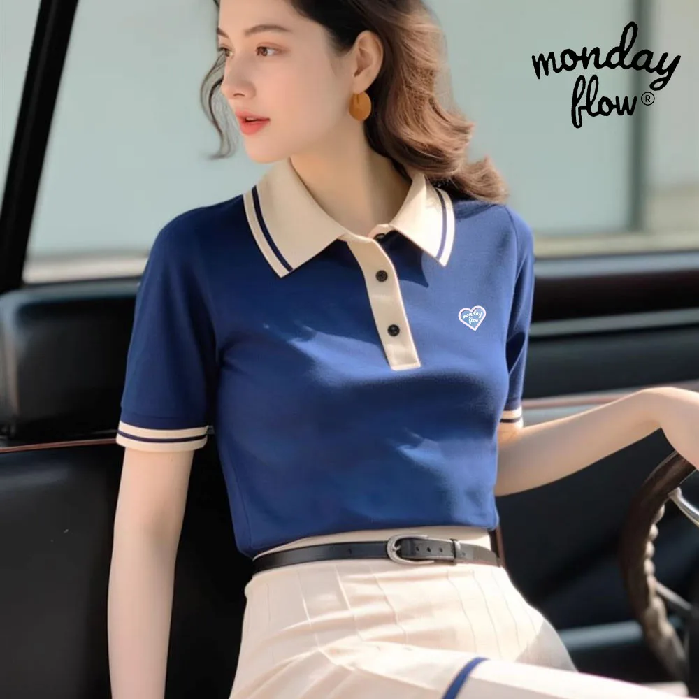 Футболка женская трикотажная с отложным воротником и коротким рукавом