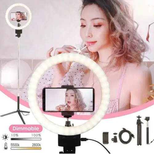 

LED Ring Light 9" Dimmable Mini Make Up Video Tripod Selfie Camera Live Youtube