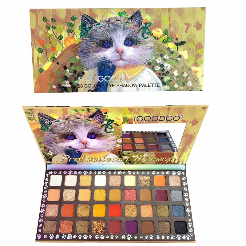 

IGOODCO Children's Stage Cat Matte Pearlescent 36 Colors Eye Shadow Sequins Makeup Palette New