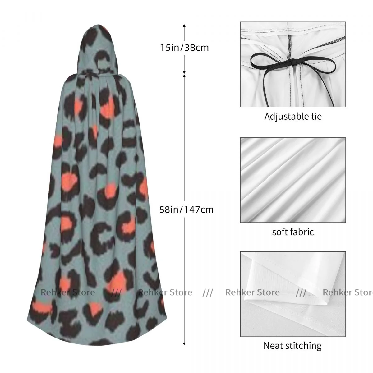 Женский леопардовый плащ с капюшоном