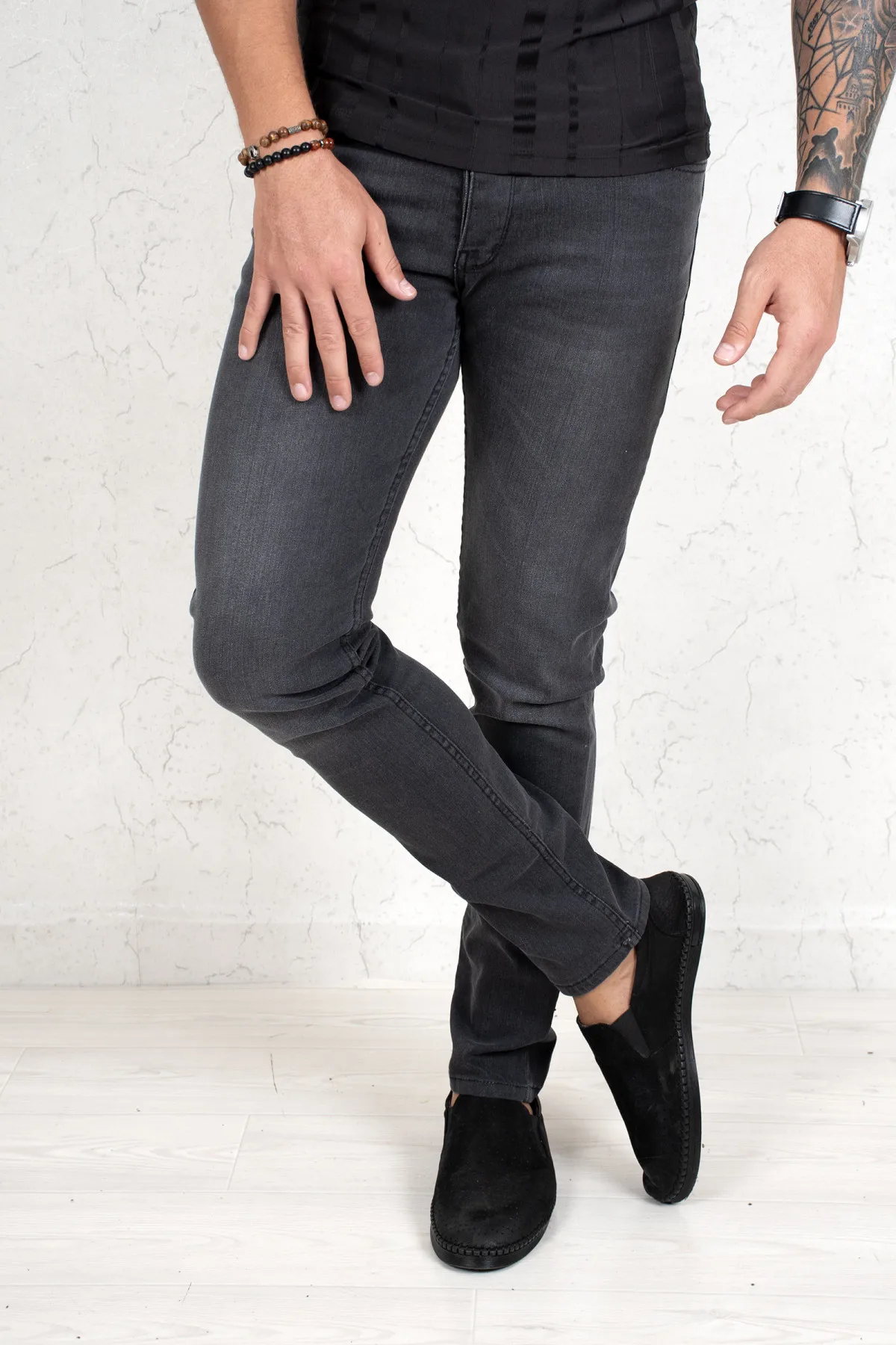 DeepSEA enzyme painting pipe leg men jeans 1901993