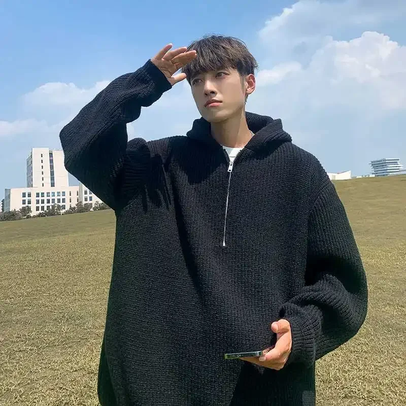 Мужской винтажный модный вязаный пуловер в американском стиле свитер