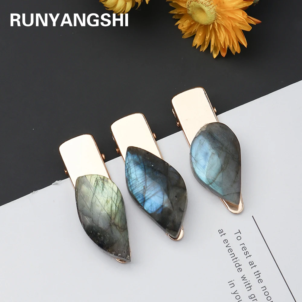 

Элегантные шпильки для волос в форме листьев из натурального Лабрадорита С кристаллами и камнями рейки лунный камень челка зажим «сделай с...