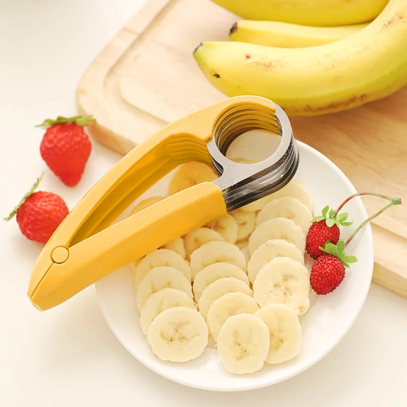 

Kitchen Accessories Banana Slicer Fruit Vegetable Sausage Slicer Stainless Steel Banana Cutter Salad Sundaes Tools Cooking Tools