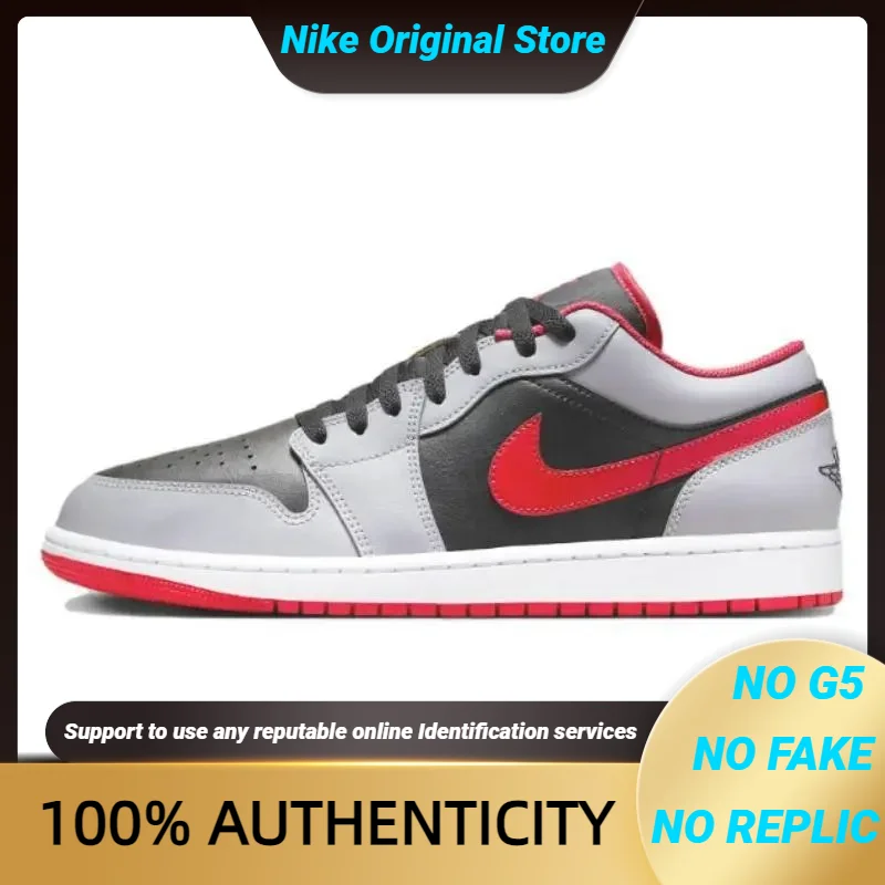 Кроссовки Nike Jordan 1 Low Black Light Smoke Grey Gym Red 553558 -060