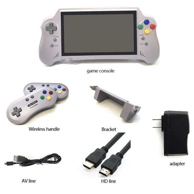 

16bit 7inch big screem HD ULTRA SNES POCKET RETROAD 5PLUS Video Game Console handheld game player 2.4G Wireless controllers