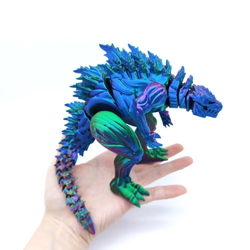 Фото 3D печатная фигурка динозавра с мышцами, мини-игрушки, фигурка монстра, совместная модель, подвижное вращающееся украшение для рабочего стола, подарок для детей №2