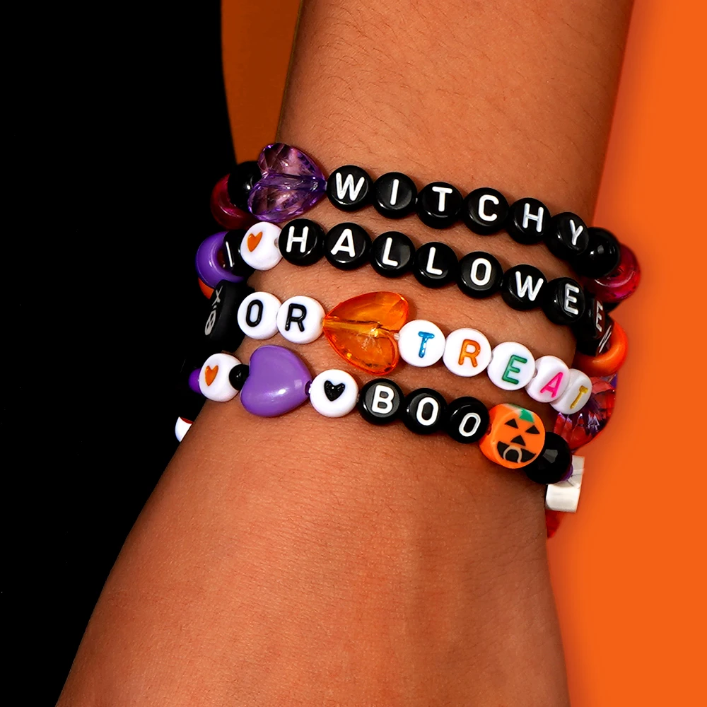 Браслет из мягкой глины с бусинами в виде призрака и тыквы 1 шт./4 шт.