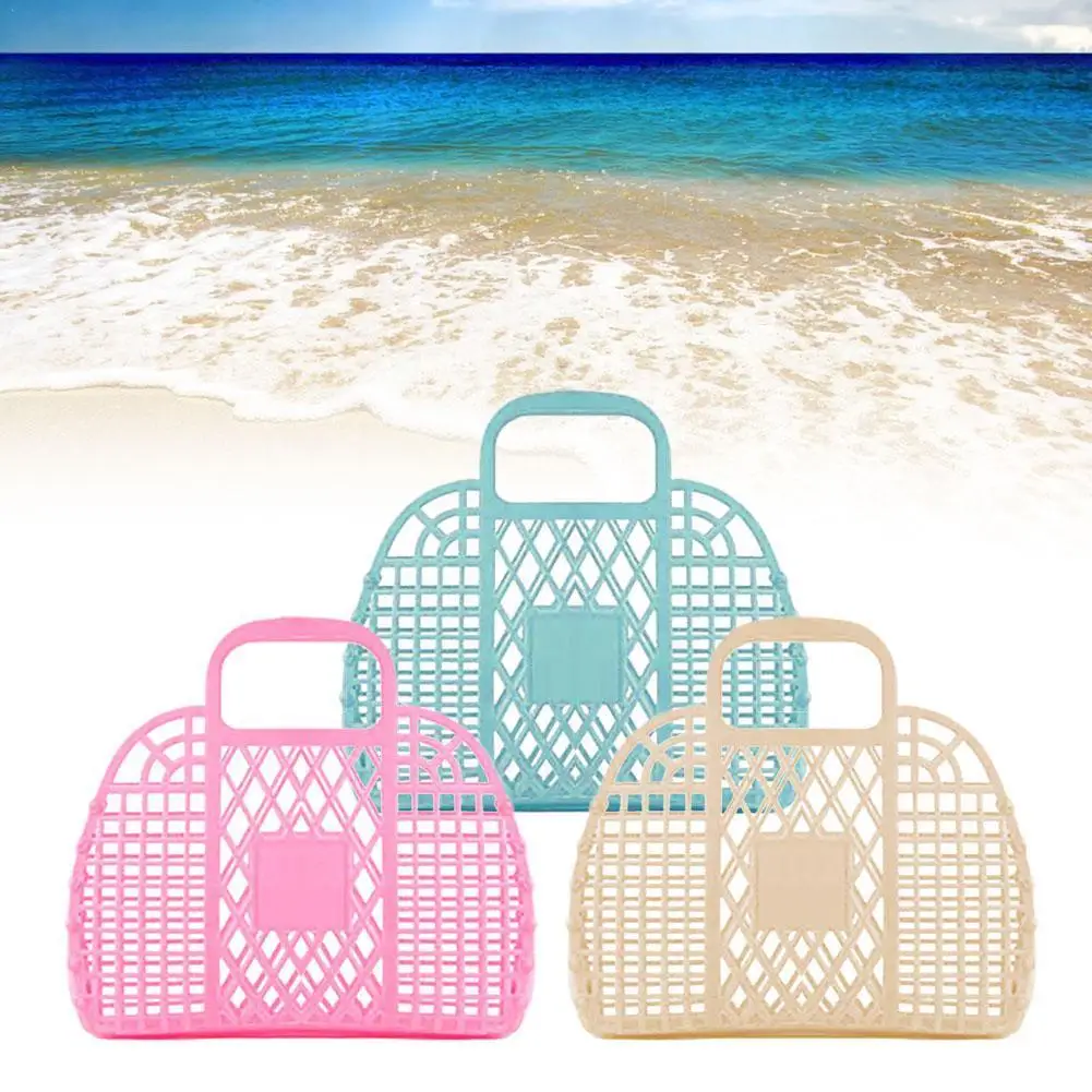 

Personalized Beach Bag Retro Gift Basket Custom Name Plastic Hollow Storage Bag Portable Plastic Bathroom Laundry Basket