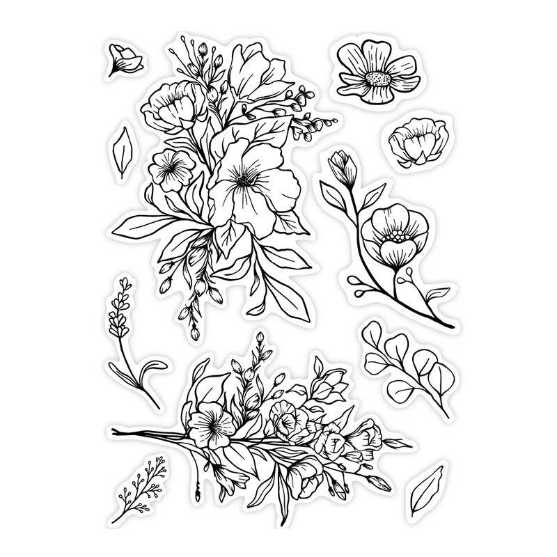 

Прозрачные штампы в виде диких цветов, прозрачный силиконовый штамп для планшетов путешественников, журнал X27