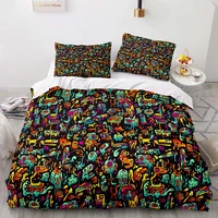 street graffiti anime psychedelic print bedding sets duvet cover set pillowcase single double queen king quilt cover bedclothes
