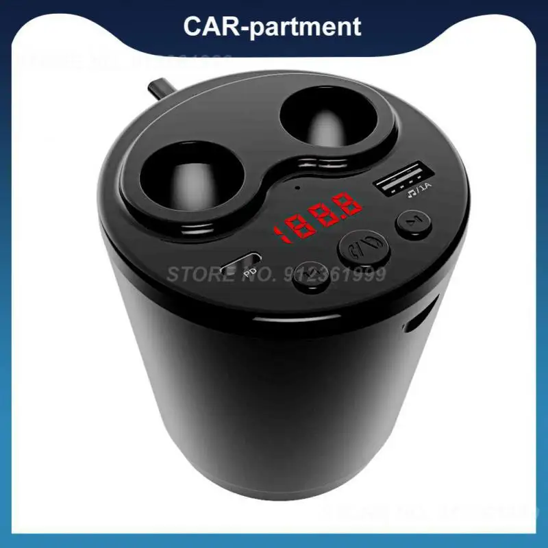 

10w Bluetooth Universal Cup Style Dual Cigarette Lighter Handsfree Fm Transimtter Modulator Socket Splitter Car Kit Usb Charger