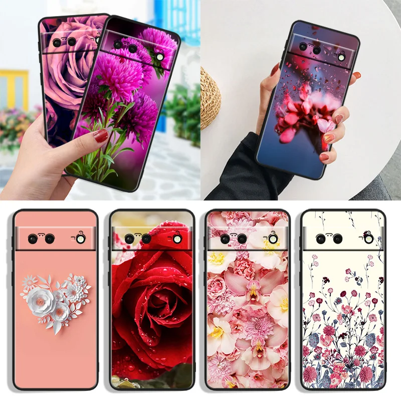 

utiful and lovely flower rose Shockproof Cover for Google Pixel 7 6a 6 Pro 5 4 4A XL 5G Black Phone Case Shell Soft Fundas Capa