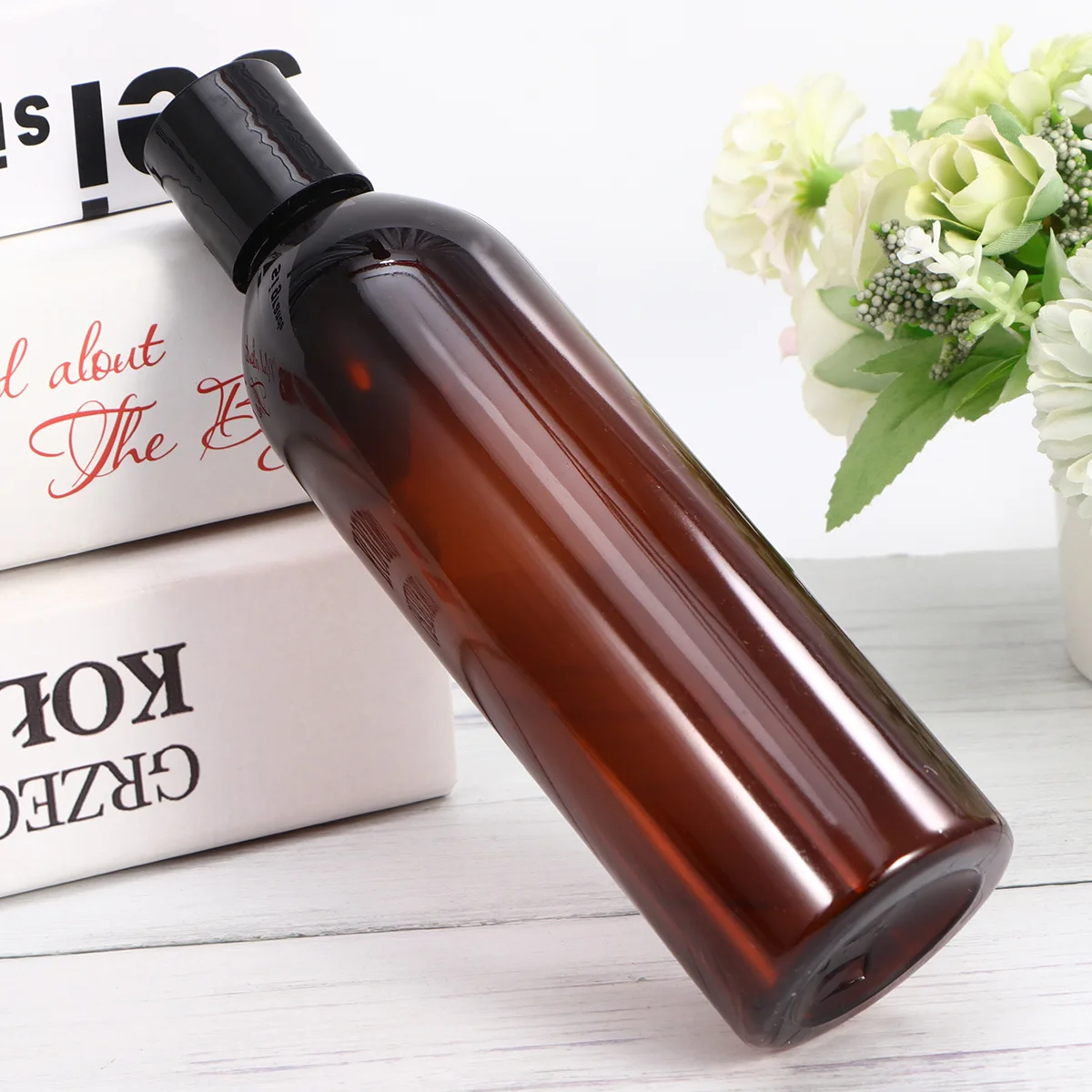 

Refillable Bottles Containers: 6pcs 250ml Brown Squeezable Shampoo Bottle Toiletry Bottles with Press Disc Cap for Lotions