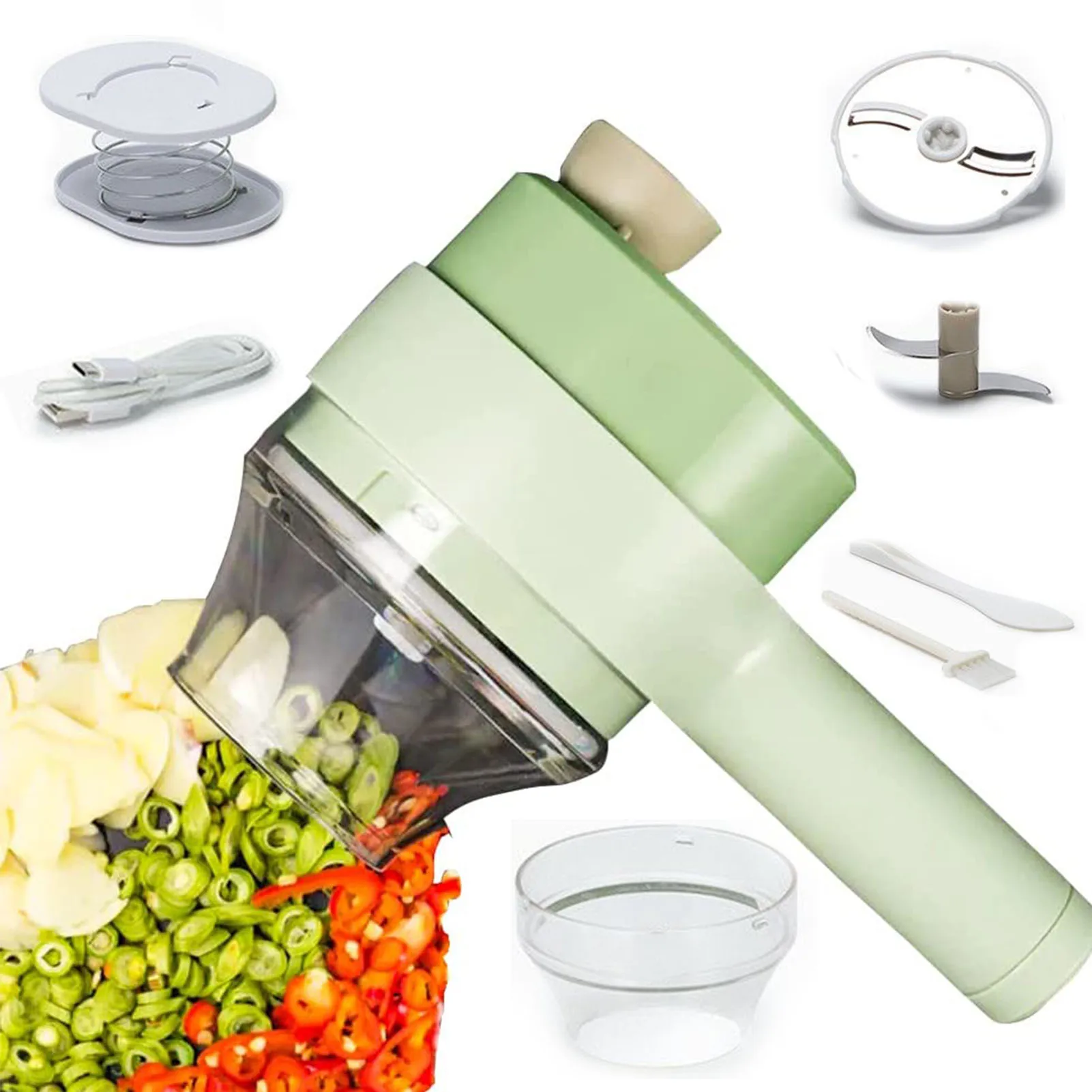 

Portable Electric Vegetable Cutter Set Handheld Portable Gatling Slicer Onion Dicer Cucumber Vegetable Cutter Light Convenient