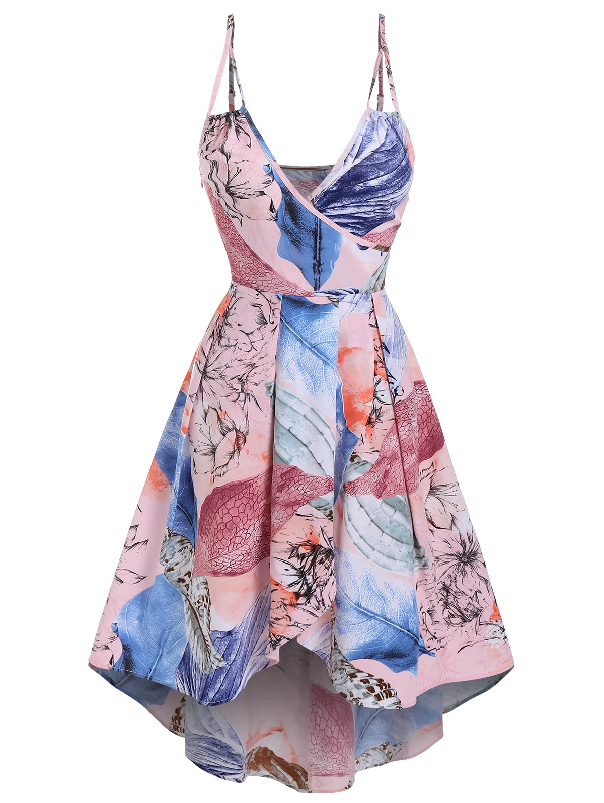 

2022 весеннее Новое Женское повседневное ТРАПЕЦИЕВИДНОЕ ПЛАТЬЕ на бретельках, плиссированное платье с цветочным принтом