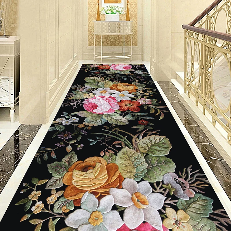 

3D Carpet Living Room Rug Pastoral Flower Grass Path Hallway Long Corridor Rug Kid Room Kitchen Bedroom Mat Home Floor Area Rug