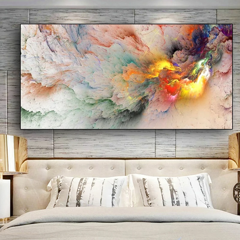 

Abstract Colorful Cloud Canvas Painting Landscape Posters and Prints Cuadros Wall Art Picture For Living Room Home Decoration