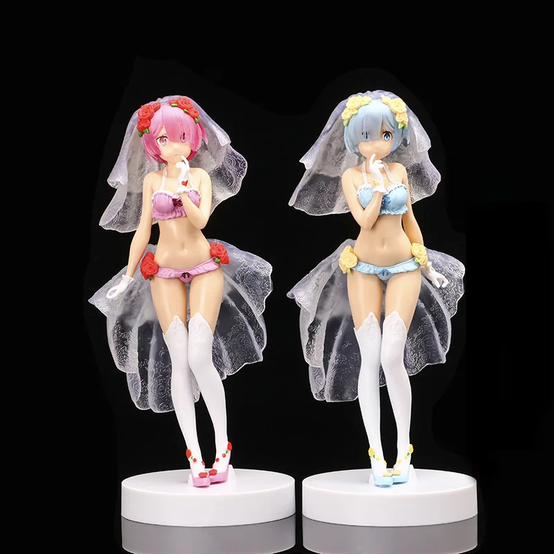 

24CM Anime Re:Life in a different world from zero Wedding Rem PVC Action Figure Doll Toy Cake Decoration Ornament Model Toy Gift