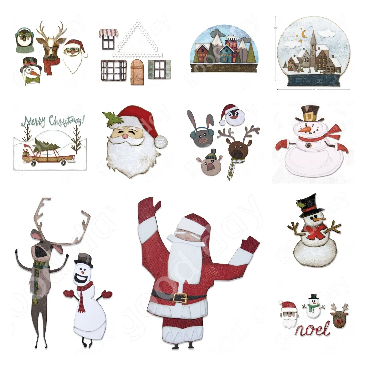 

Santa Claus House Snowman Metal Cutting Dies Scrapbook Diary Decoration Embossing Template Diy Greeting Card Handmade 2022 New