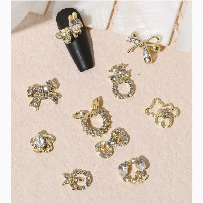 10Pcs Luxury Christmas Nail Art Charm 3D Garland Wreath Bowknot Crystal Nail Design Jewelry DIY Nail Gems Supplies for Manicure images - 6