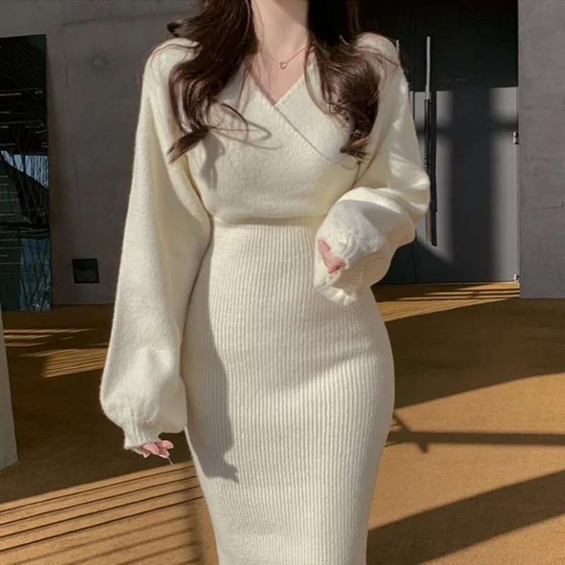 

Женское праздничное платье с пышными рукавами Y2k, Элегантные повседневные платья, соблазнительное однотонное длинное французское платье-м...