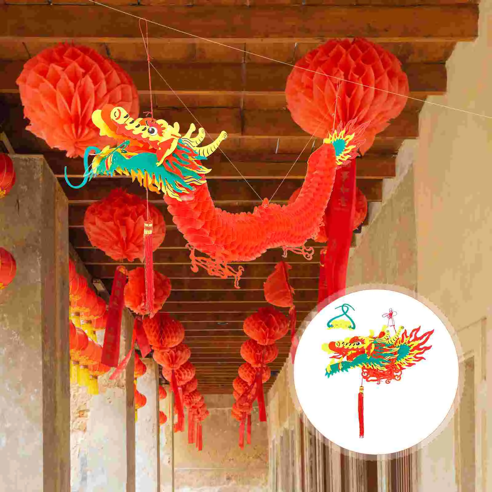 

Chinese Outdoor Wreaths 3D: Lanterns for Chinese Spring Festival Home Party 2022 Outdoor Wreaths Hanging Ornament 1. 5M