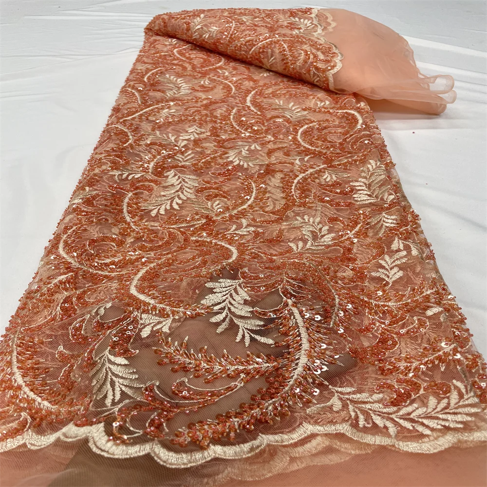 

Африканская кружевная ткань для жениха, 2023, высококачественные блестки, кружевная вышивка, французская сетчатая кружевная ткань, бусины-трубки для нигерийских фотографий