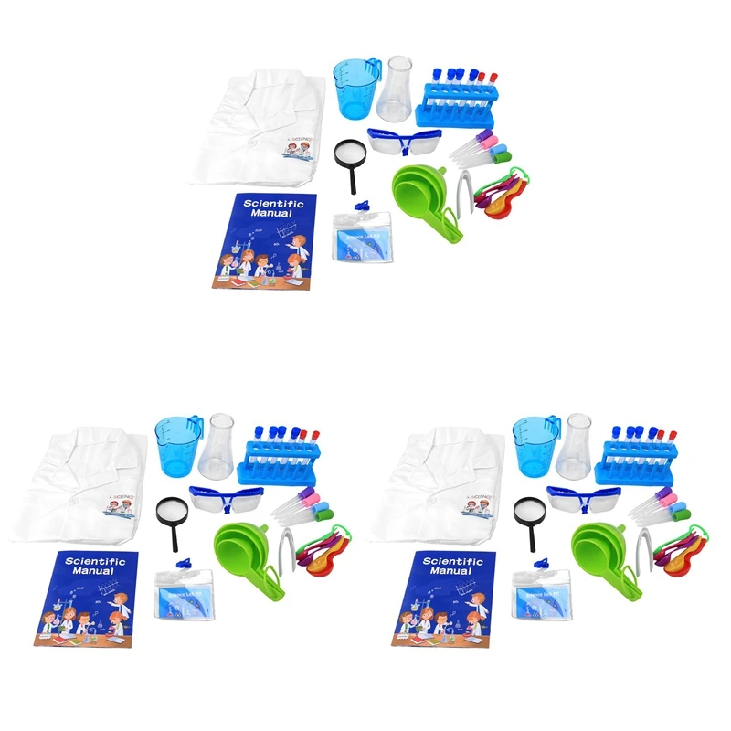 

3X Kids Science Kit, Kids Science Experiment Kit With Lab Coat DIY Chemistry Set Scientist Costume Dress Up