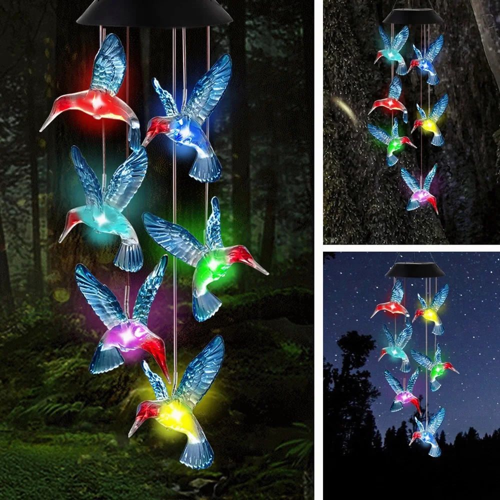 1/2/3pcs Outdoor Solar Lights Hummingbird for Garden Lawn Courtyard Patio Decor Lamp Color Changing Shine Blessing Gift Friend