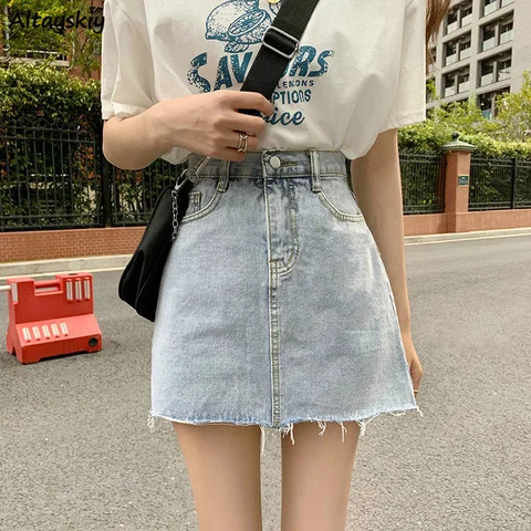 Skirts Women Summer High Waist Denim Mini A-Line Classic All-match Womens High Street Hips Skirt Casual Hot Selling Cool Simple