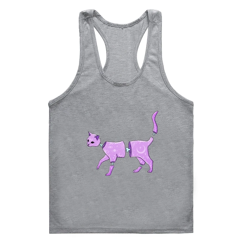 

90s Harajuku Large tank Gym t-tank top menWoman Summer 2023 Summer Women's Gym tank Gym t-tank top menman Cute Mechanical Kitten