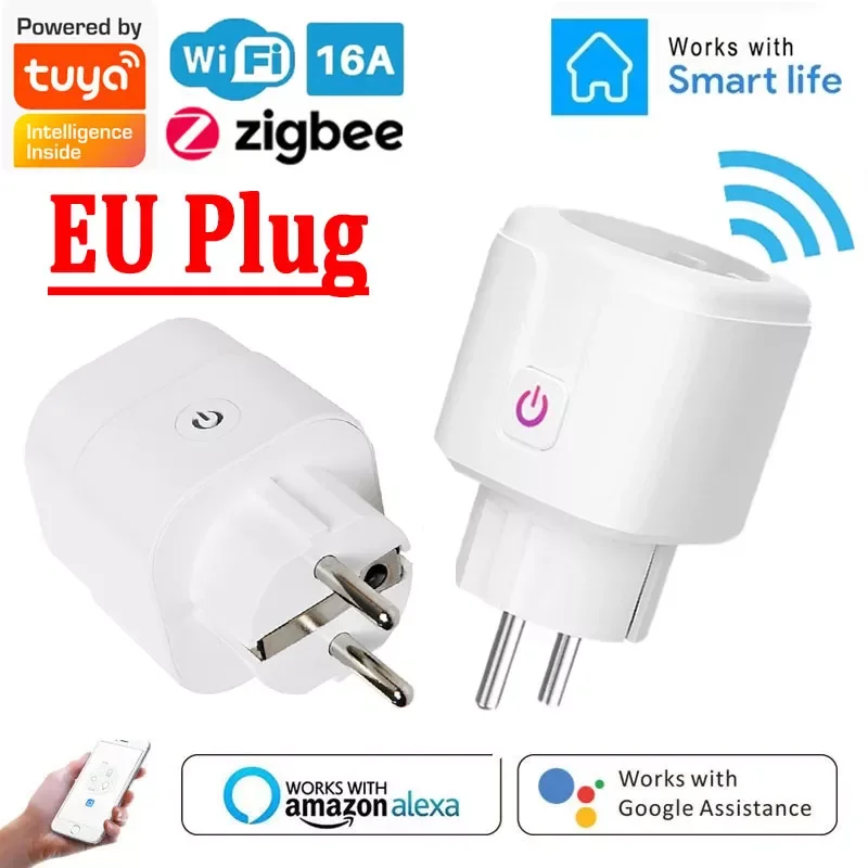 

Zigbee / WiFi Smart Plug EU Adaptor Wireless Remote Voice Control Power Energy Monitor Outlet Timer Socket for Alexa Google Home
